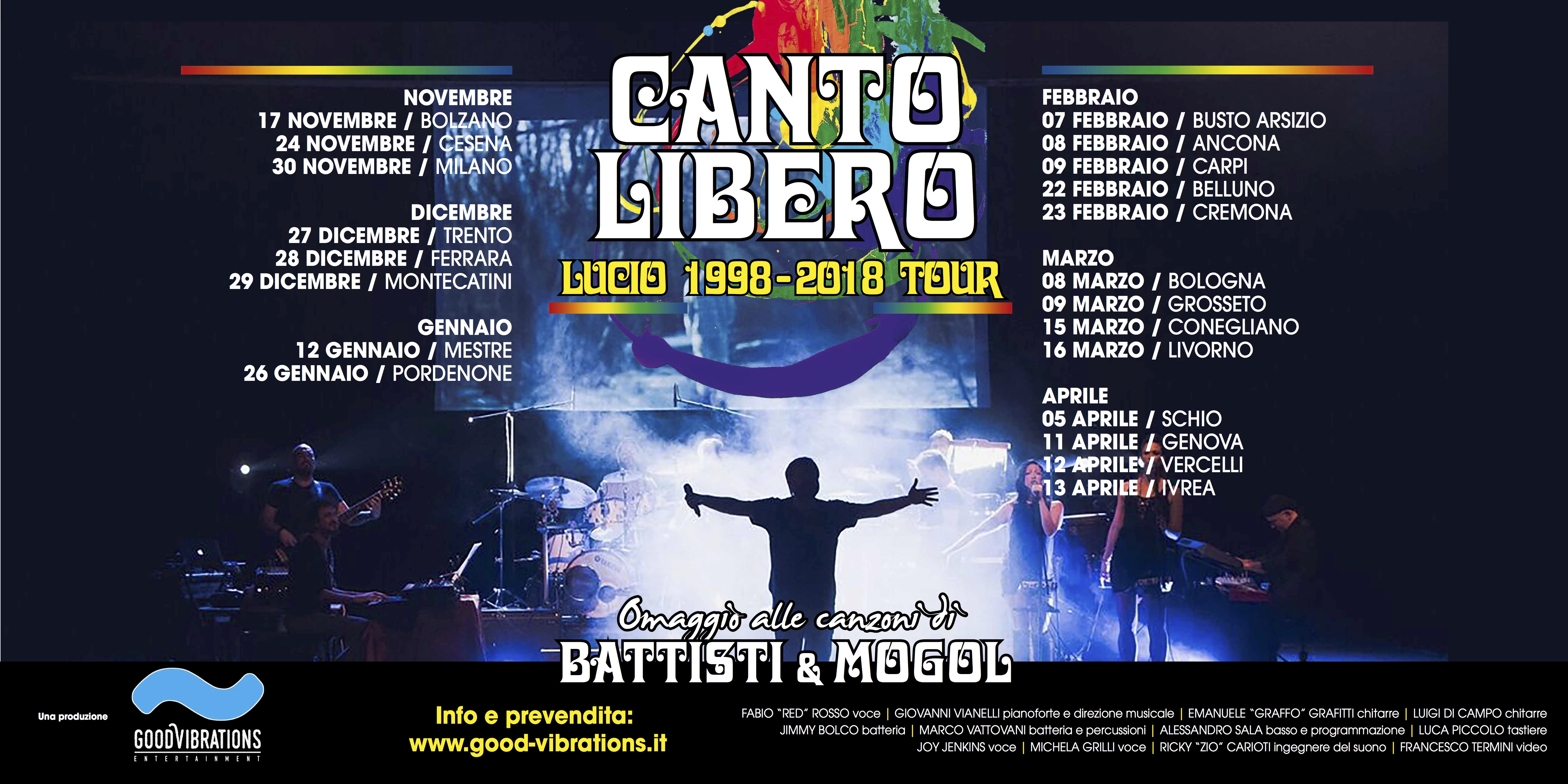 Annuncio date Canto Libero “Lucio 1998-2018 Tour”