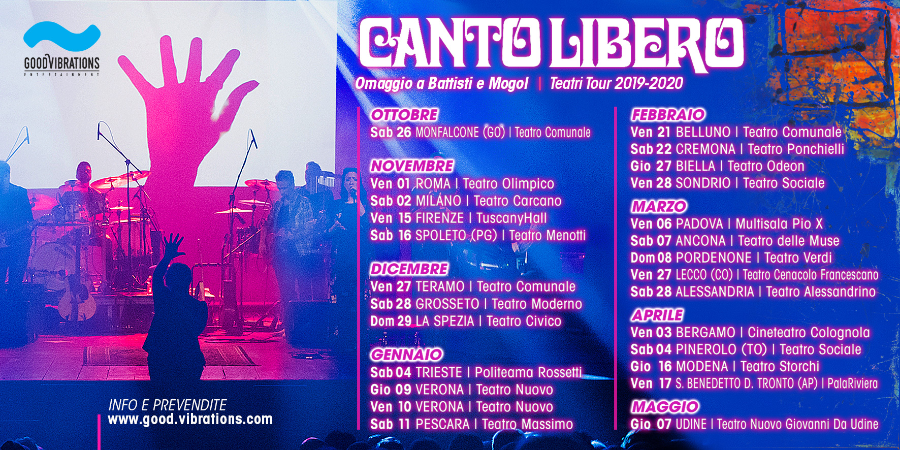 Annuncio date Canto Libero “Teatri Tour 2019/2020”