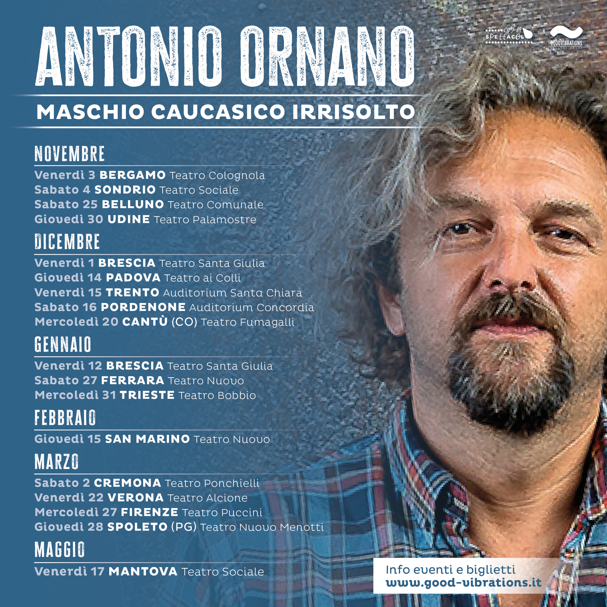 Antonio Ornano “Maschio Caucasico irrisolto” – Annuncio Tour Teatri 2023/2024