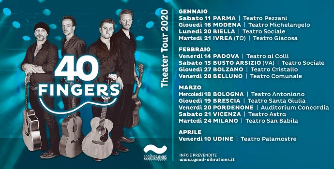 Annuncio date 40 Fingers – guitar quartet “Teatri Tour 2020”